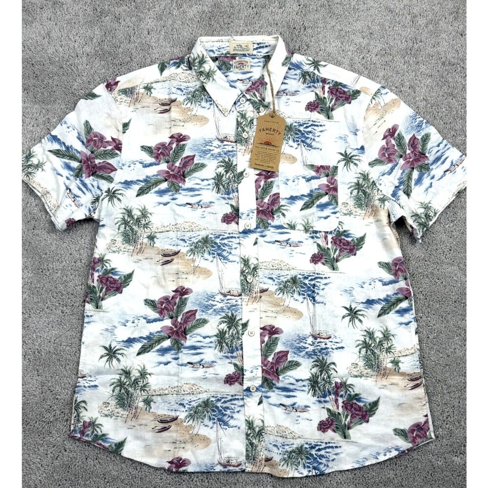 Faherty Brand SS Breeze Shirt Mens XXL Kai Molokai Scenic Tropic Hawaiian NWT